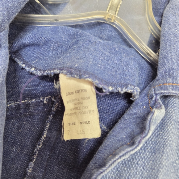 Vintage Two-Tone Denim Jumpsuit Romper with Front Zip - Picture 7 of 8